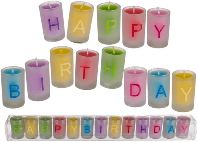 Velas de aniversário de cores bonitas, conjunto de 13 unidades. HAPPY BIRTHDAY