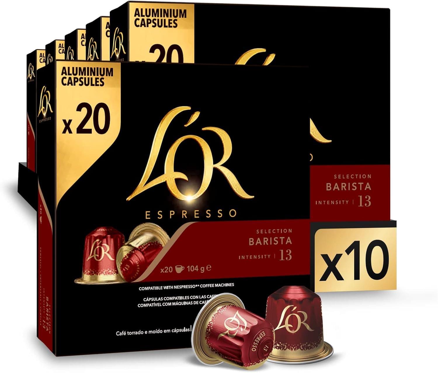 L'OR Espresso cápsulas de café barista | intensidade 13 | 200 cápsulas compatíveis Nespresso (R)