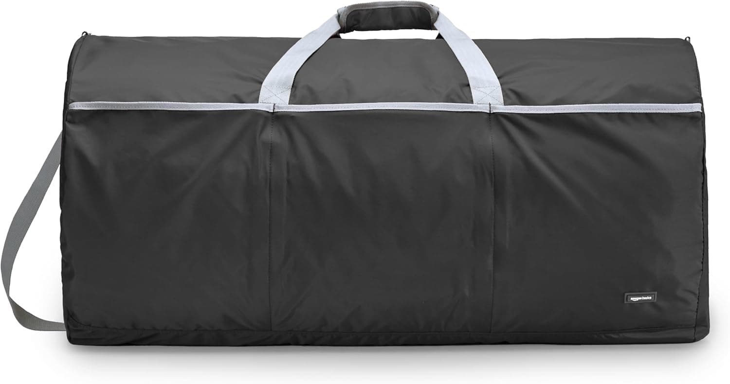 Amazon Basics - Saco de lona grande, Preto, Saco grande de viagem/desporto