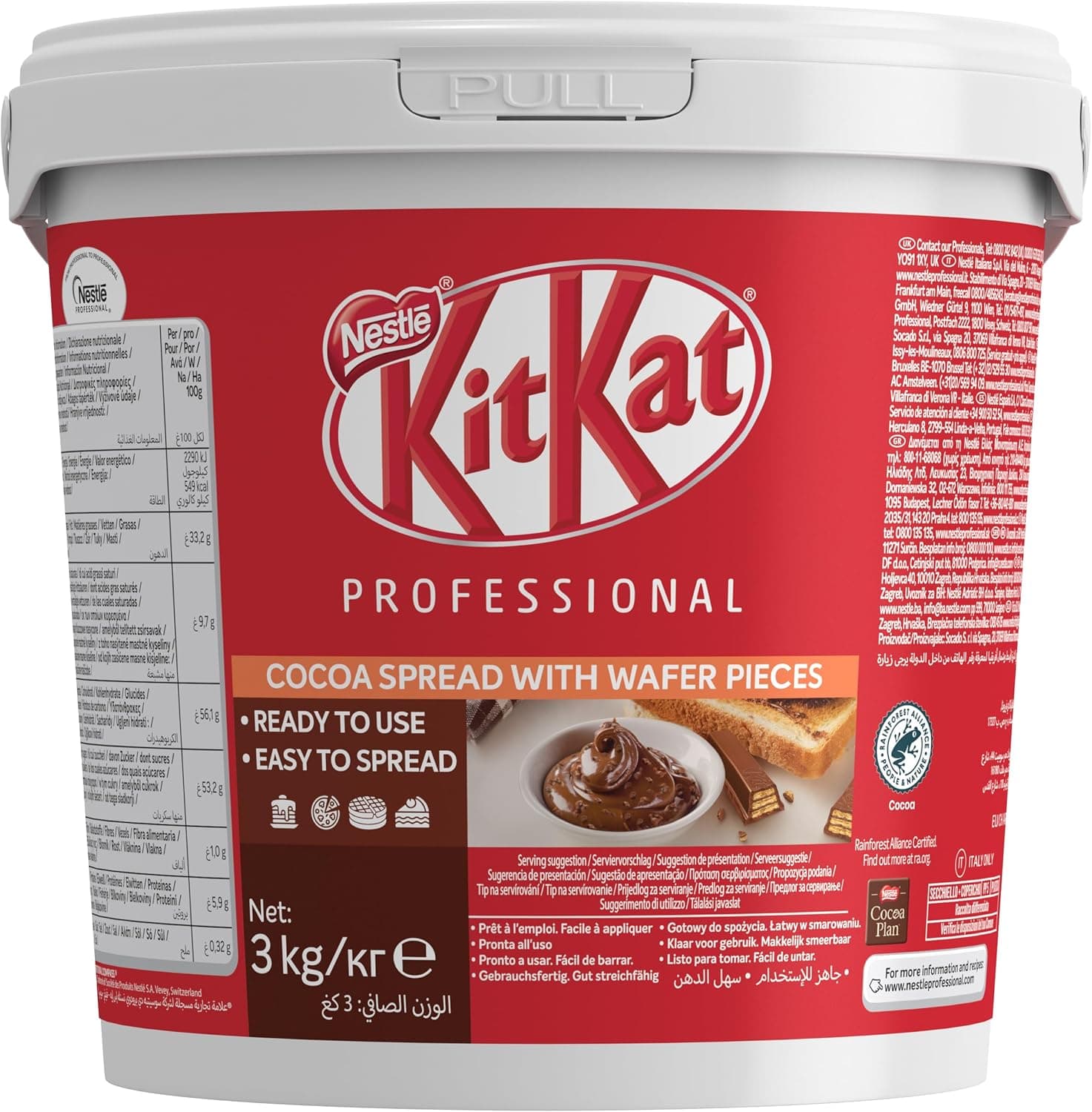 KITKAT Chocolate Untable com bolachas de bolacha, balde de 3 kg