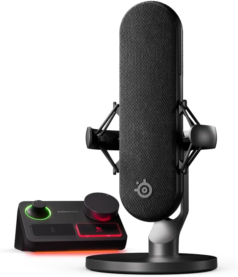 SteelSeries Alias Pro Kit Micro XLR Misturador Stream, cápsula 3 vezes maior, para jogar, streaming e podcast, interface USB/XLR, controlos para personalização - RGB - PC individual ou duplo
