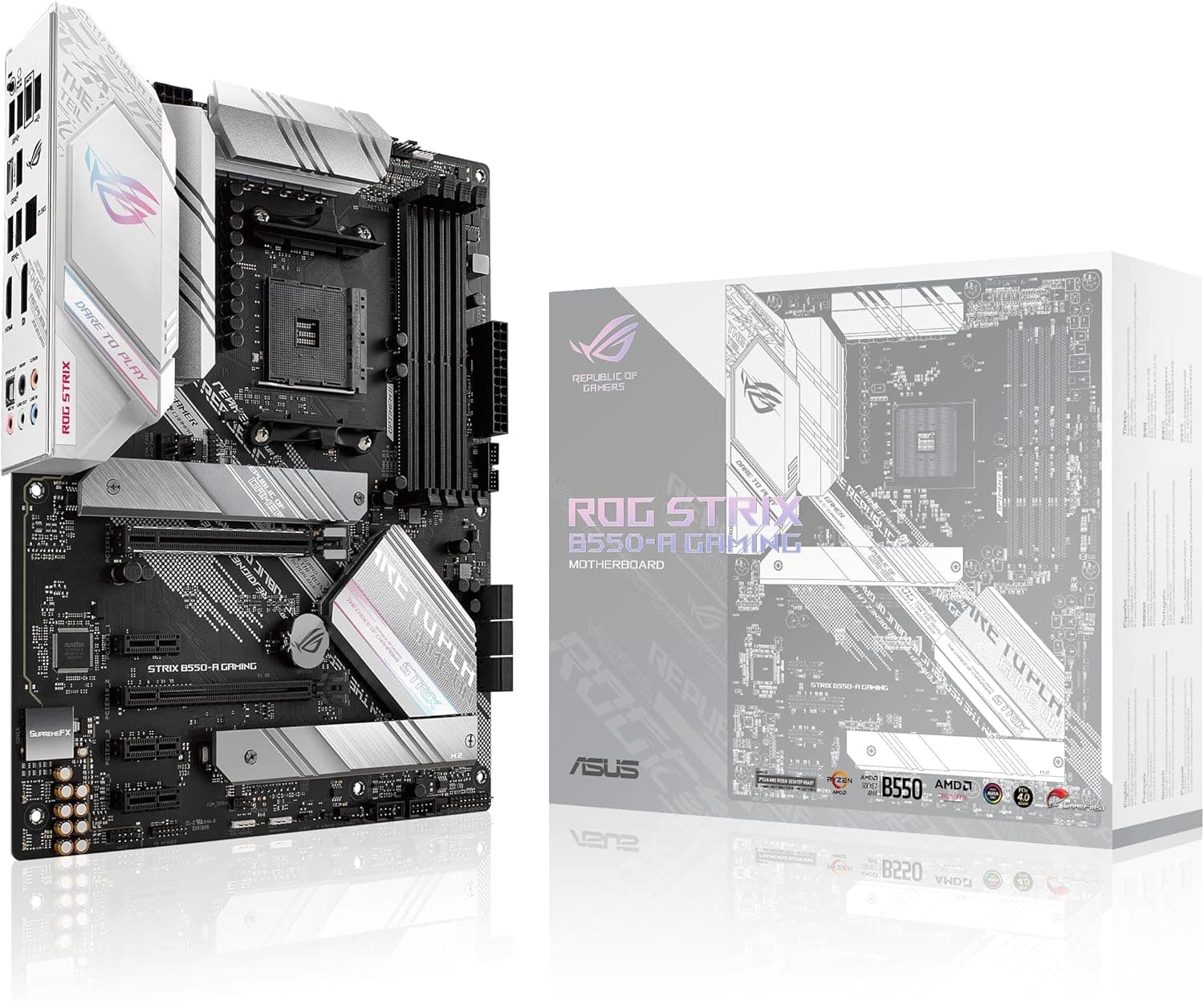 ASUS ROG Strix B550-A Gaming | Motherboard ATX AM4 com PCIe 4.0, Ethernet 2.5Gb, dois M.2 com dissipadores e iluminação RGB Aura Sync