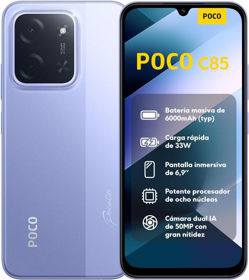Xiaomi POCO C85 | Smartphone dual SIM 128 GB com câmara dupla de 50 MP e ecrã de 6,9 polegadas