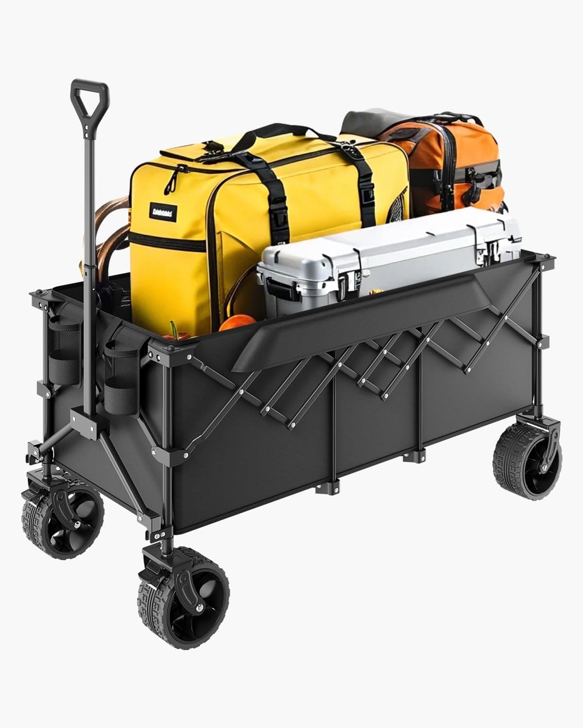 VEVOR Carrinho dobrável com porta traseira estendida, 450 kg e 300 l, carrinho dobrável de grande capacidade, carros utilitários dobráveis resistentes com rodas todo o terreno