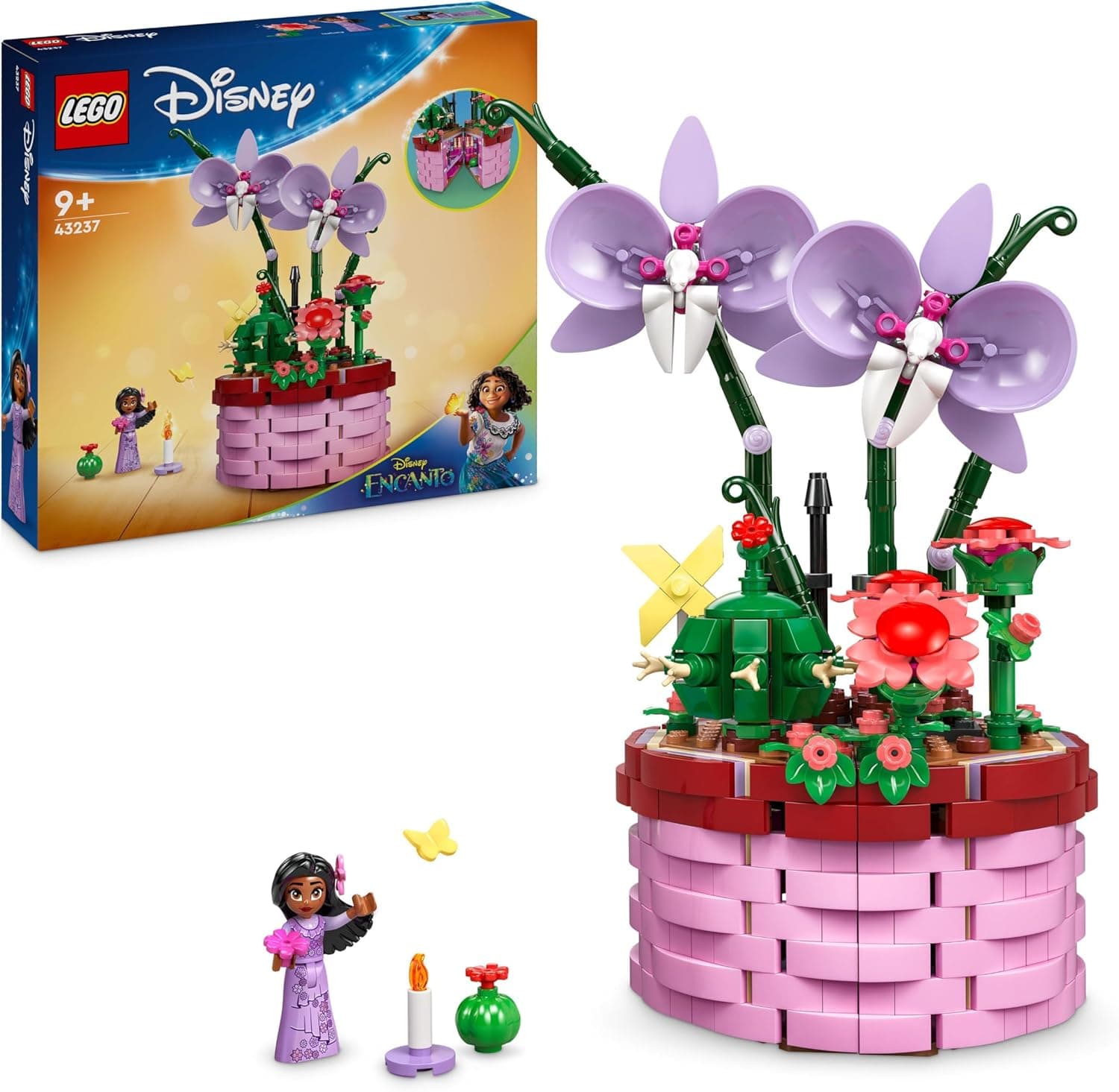 LEGO | Disney Encanto vaso de Isabela brinquedo de construção com flores de orquídeas, mini boneca de personagem de filme, presente para meninas e meninos de 9 anos ou mais 43237