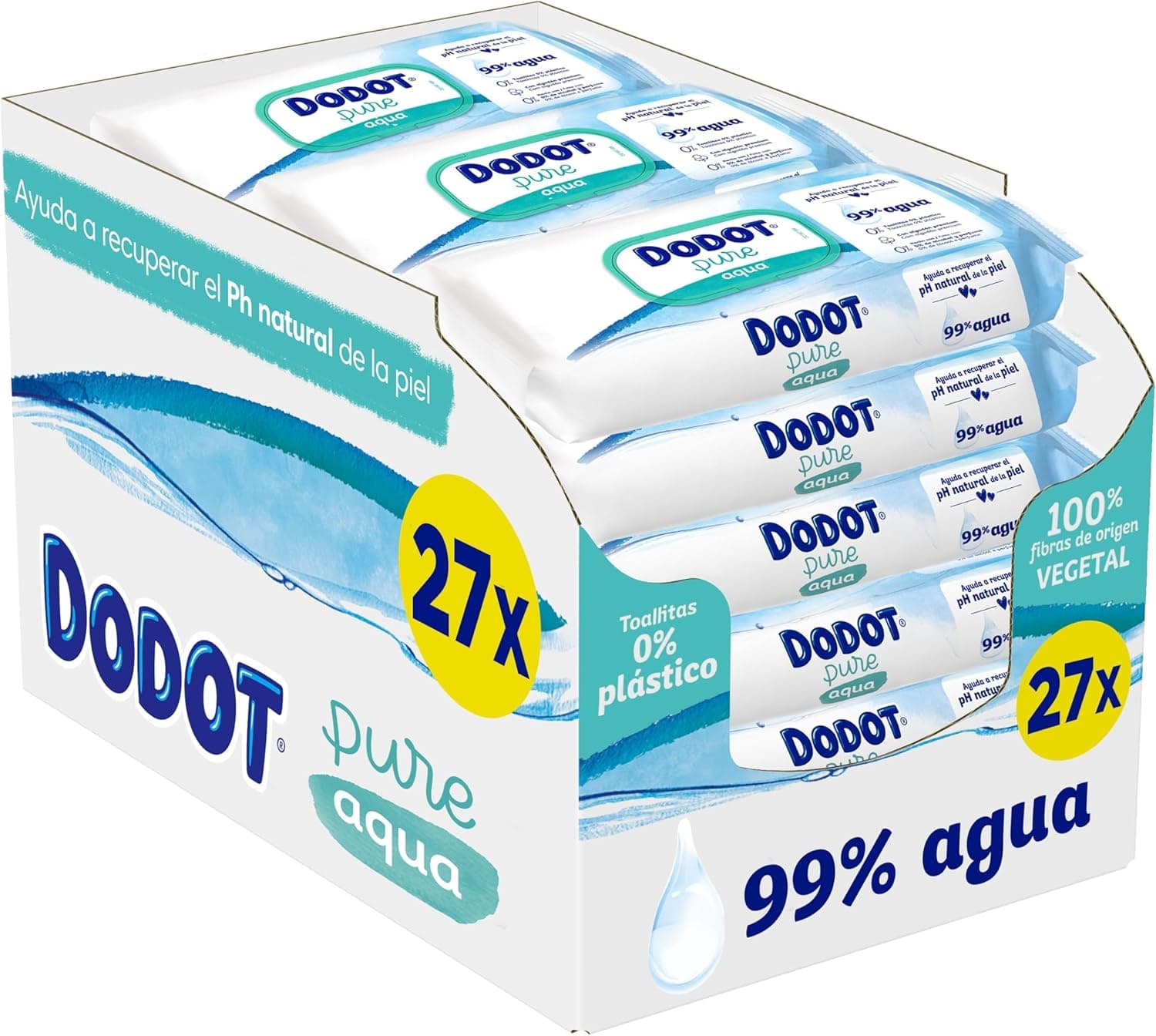 Dodot Toalhetes Aqua Pure para bebé, 27 pacotes de 48 toalhitas = 1 296 toalhitas