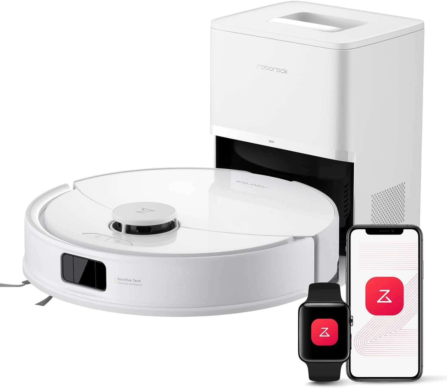 roborock Q10 X5+ Robot aspirador e mopa, mola de esvaziamento automática durante 7 semanas, prevenção inteligente de obstáculos, sucção 10000Pa, escovas duplas anti-emaranhados (branco)
