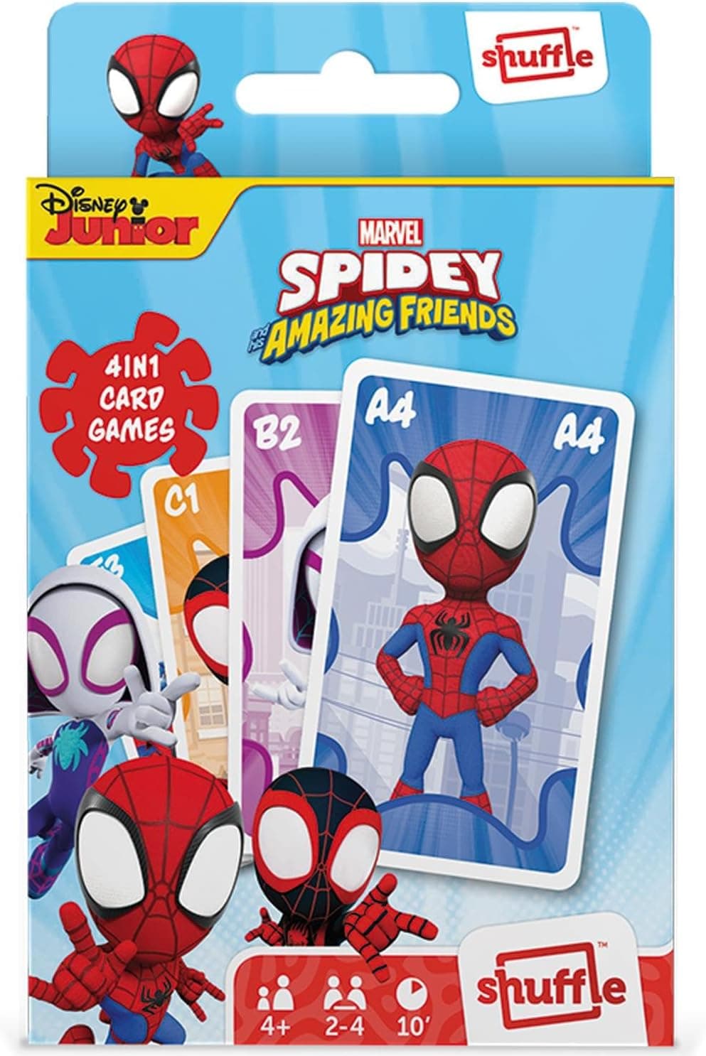 Cartamundi Spidey and His Amazing Friends 4 em 1 | Jogo de cartas infantil com guia para 4 jogos diferentes