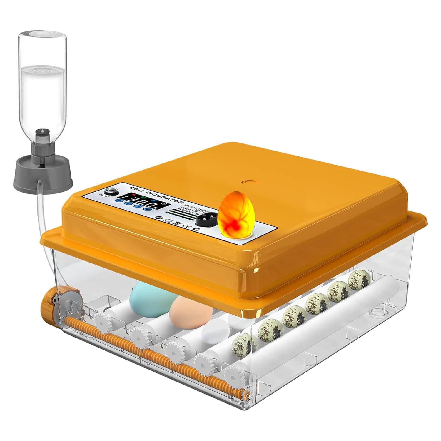 Chalixion Incubadora ovos galinha com controlo automático de temperatura e rotação para 16 ovos, incubadora automática de ovos com rolos ajustáveis e adição automática de água