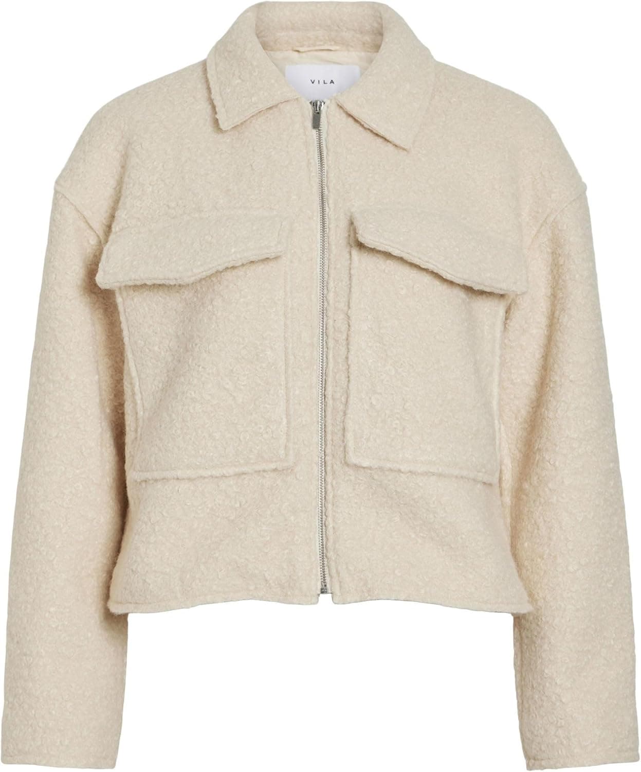 Vila Jacket Birch Zipper Para Mulher