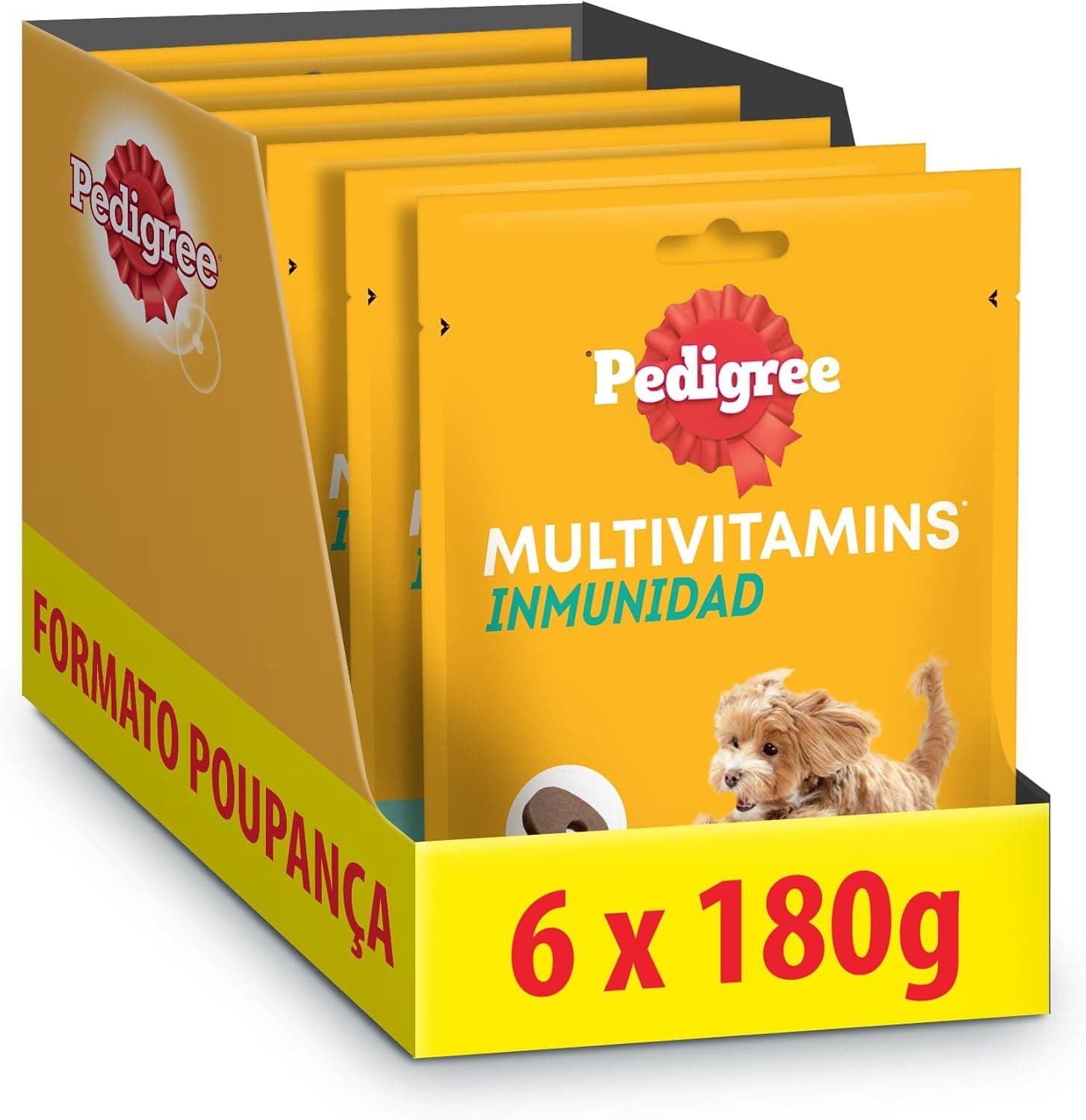 Pedigree Multivitamins Snacks macios e masturbáveis para imunidade, 6 pacotes de 30 unidades