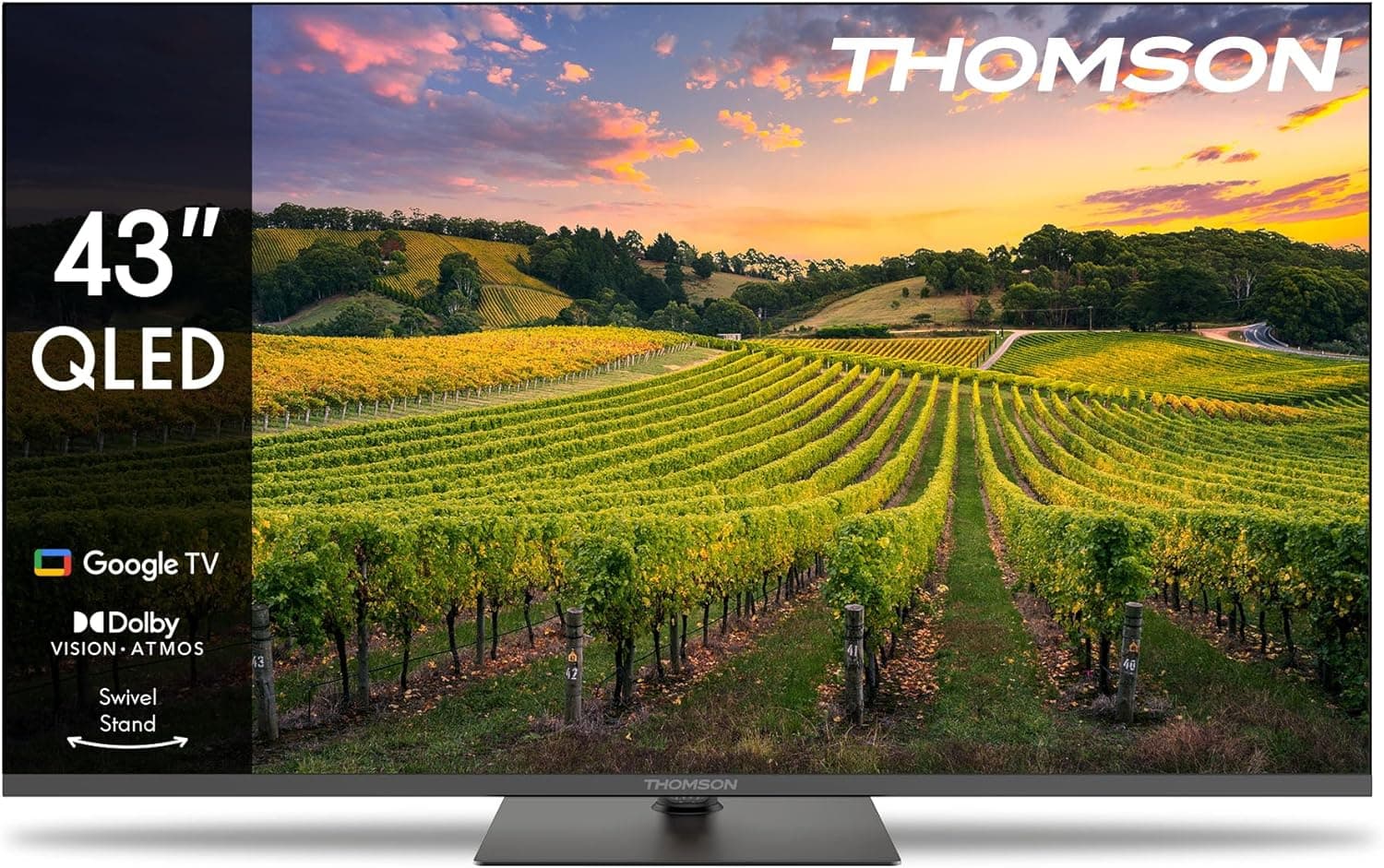 THOMSON TV QLED de 43 polegadas (109 cm), Google Smart TV, Wi-Fi, Dolby Vision IQ, Dolby Atmos, HDR10, Bluetooth 5.1, sintonizador triplo (cabo/satélite/antena), HDMI