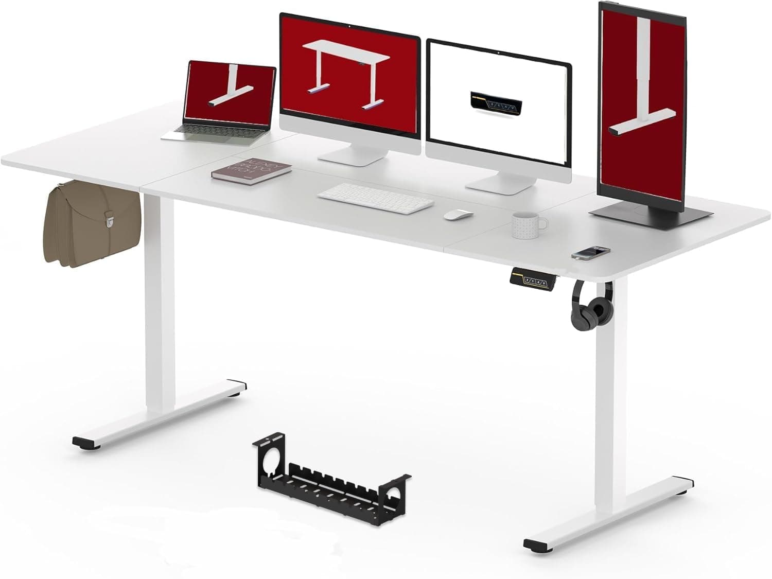 SANODESK Mesa elétrica elevável regulável em altura com controlo de memória e tecnologia anticolisão, 200 x 80 cm 