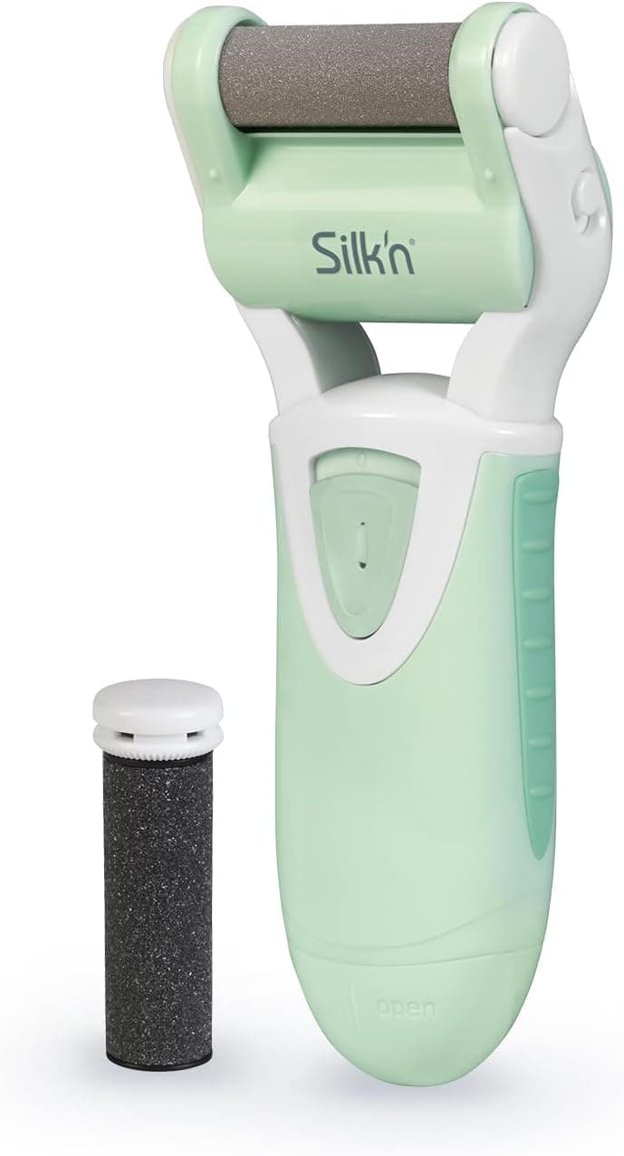 Silk'n Micro Pedi Wet & Dry, removedor de calosidades, funciona com pilhas, dois rolos incluídos: médio e grosso, verde/branco, MPW1PE1001