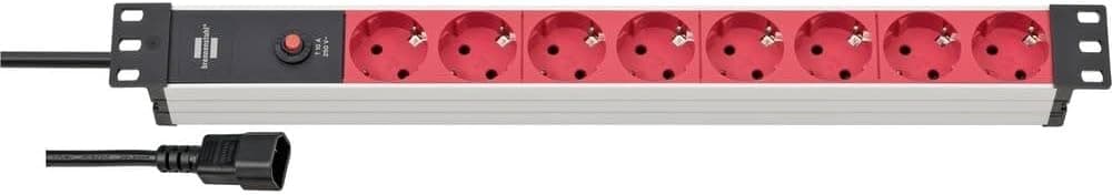Brennenstuhl Alu-Line extensão de tomadas de 19" para armário rack com 8 tomadas de energia e tomada IEC (cabo de 2 m, unidade de distribuição, formato de montagem de 19")