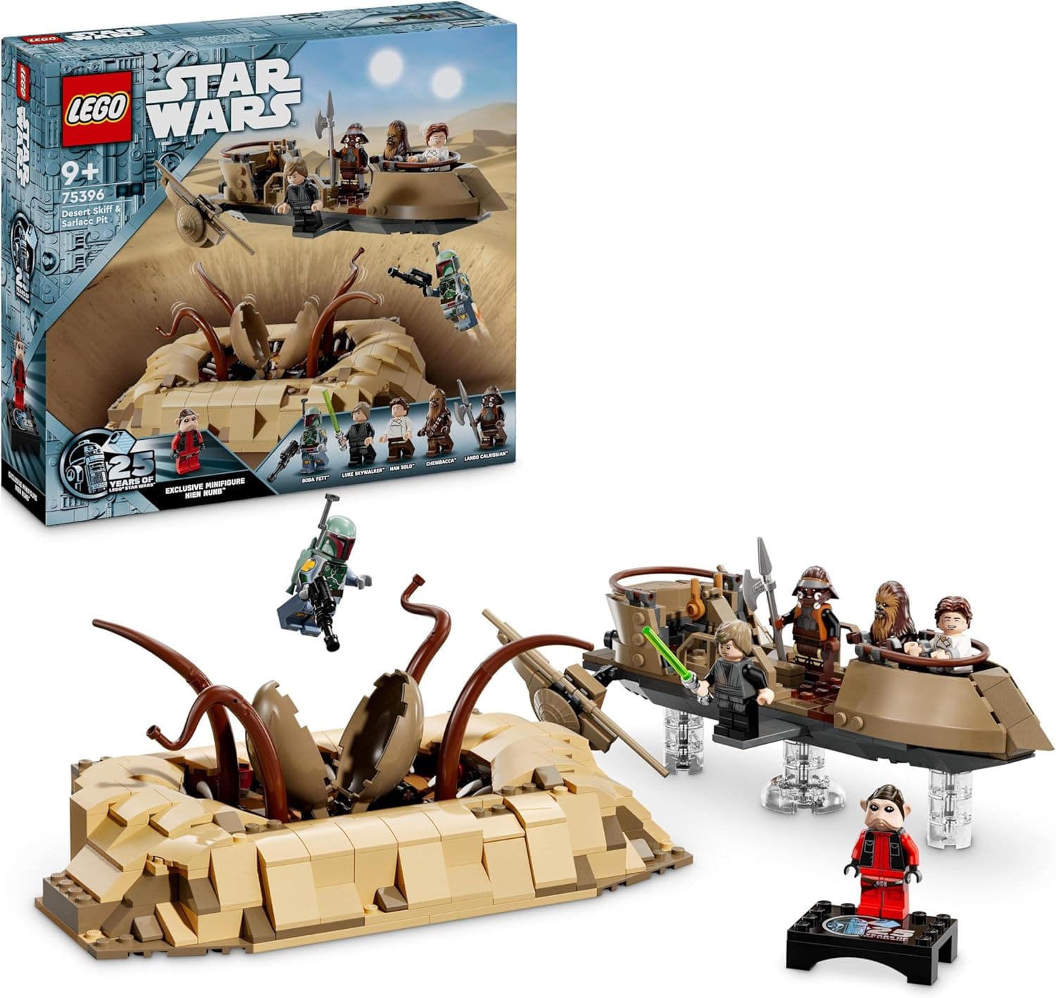 LEGO Star Wars: O retorno do Jedi Esquife do deserto e fossa do Sarlacc de brinquedo com minifiguras de Luke Skywalker, Han Solo e Chewbacca, presente para meninos e meninas de 9 anos ou mais 75396