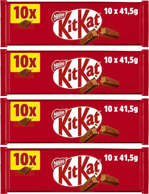Kit Kat Cobertura de chocolate com leite (67,2%) - embalagem de 10 x 41,50 g - total: 415 g