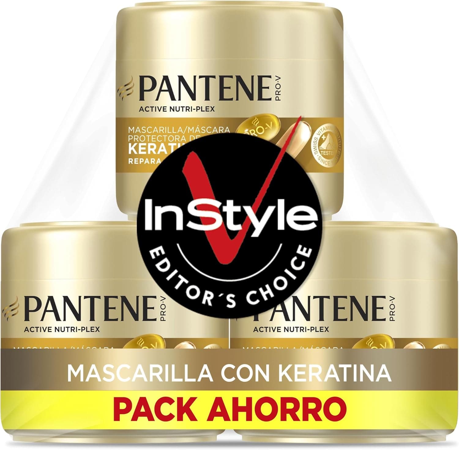 Pantene Pro-V Repara e protege a máscara protetora de queratina 3 x 300 ml para cabelo seco e danificado. Ajuda a reparar 6 meses de danos em apenas um uso