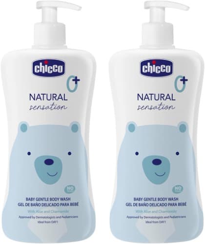 Chicco Gel de banho natural Sensation, cosméticos para bebés e recém-nascidos 0 + meses, ingredientes naturais, limpeza da pele e corpo do bebé, embalagem sustentável, 500 ml