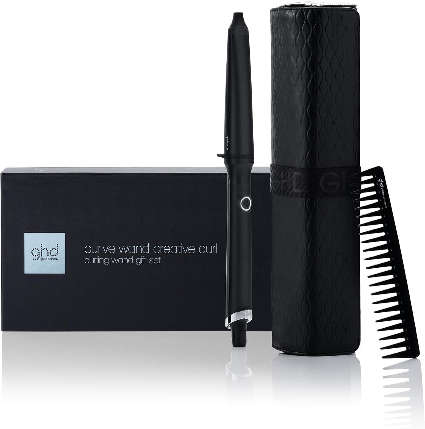 ghd Curve creative curl presente conjunto - conjunto de presente modelador de cabelo profissional, pente desembaraçador ghd comb out e nécessaire resistente ao calor, tecnologia ultra-zone, edição