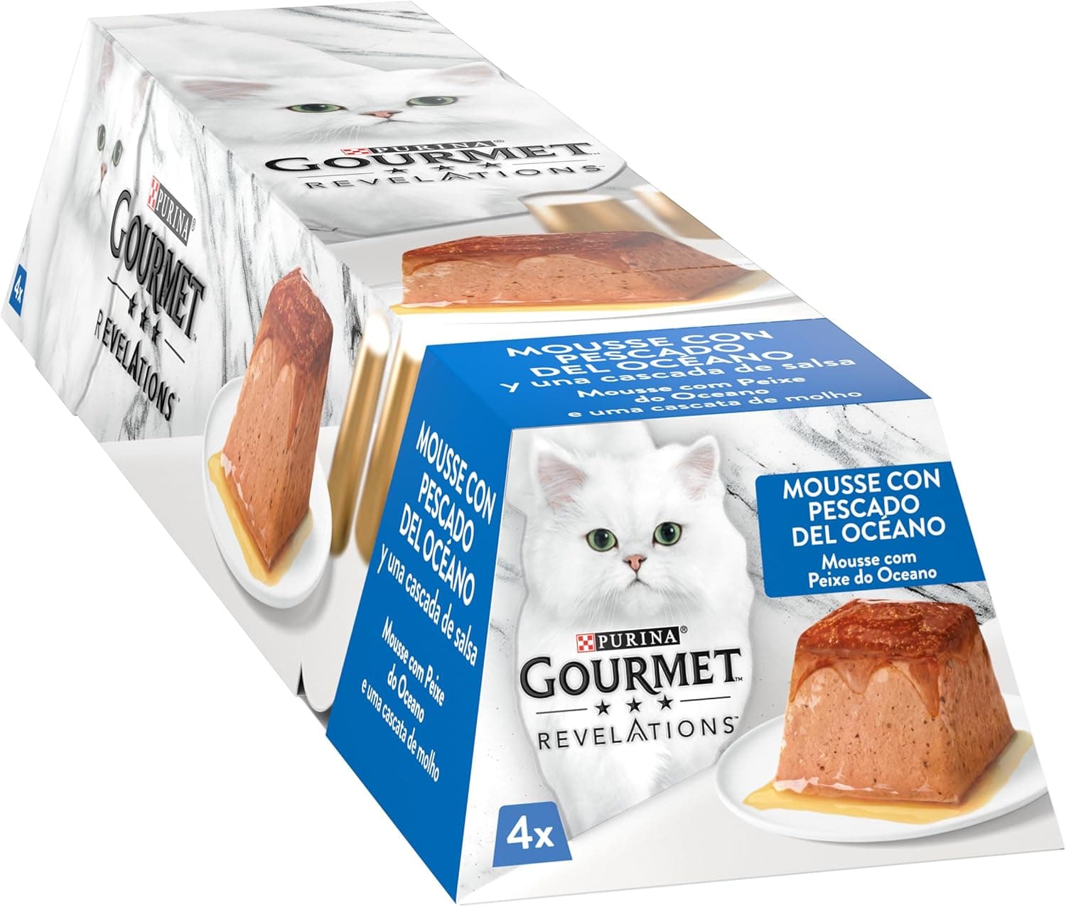 Purina Gourmet Revelations Mousse com molho, comida húmida para gato com peixe do oceano, 57 g x 24