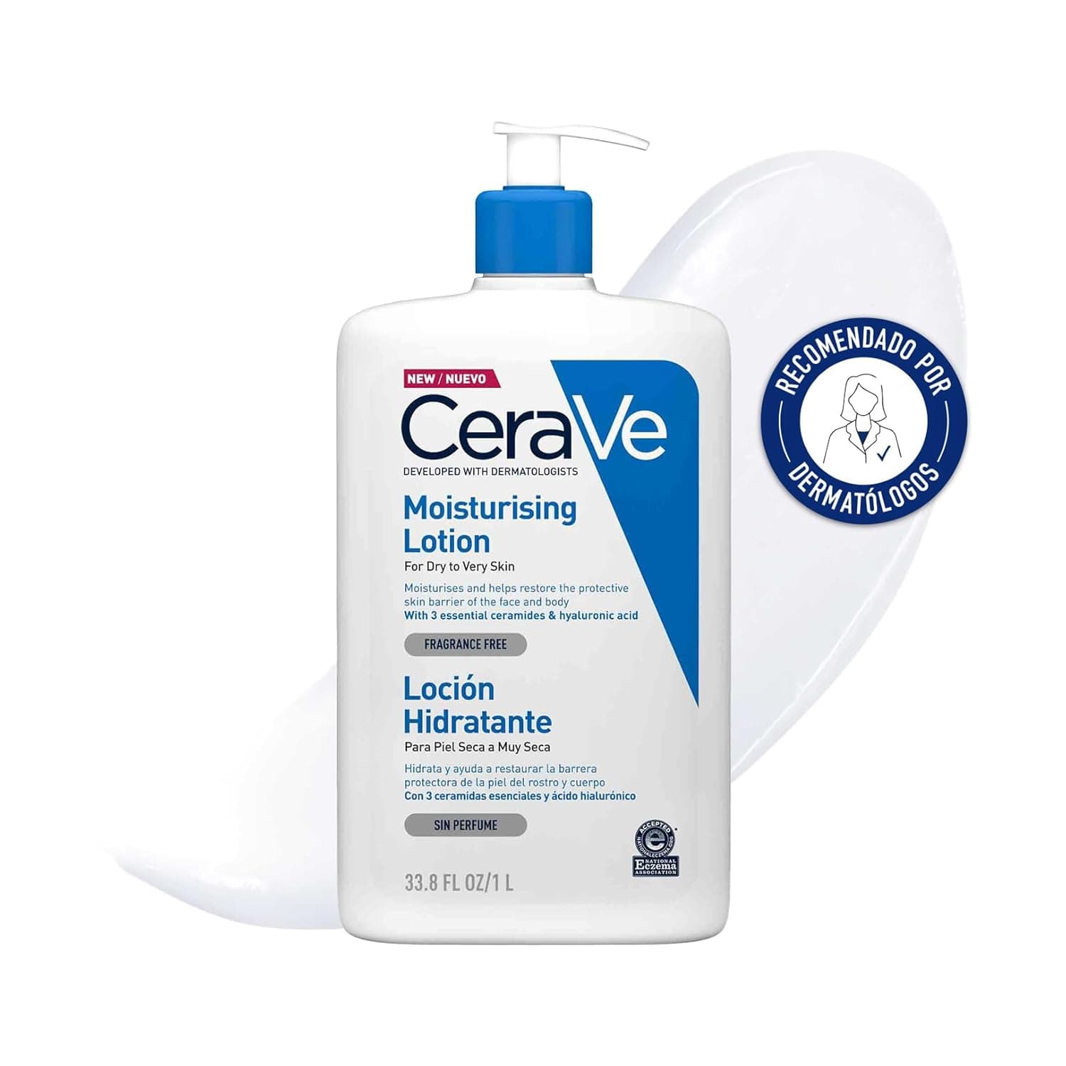 CeraVe Loção hidratante, para pele seca muito seca, hidrata e restaura a barreira utânea, enriquecida com ceramidas essenciais e ácido hialurónico , fórmula leve, adequada para rosto e corpo