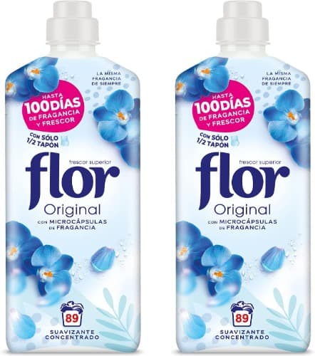 Flor Original, suave concentrado, para roupas, 89 lavagens, 1602 ml x 2