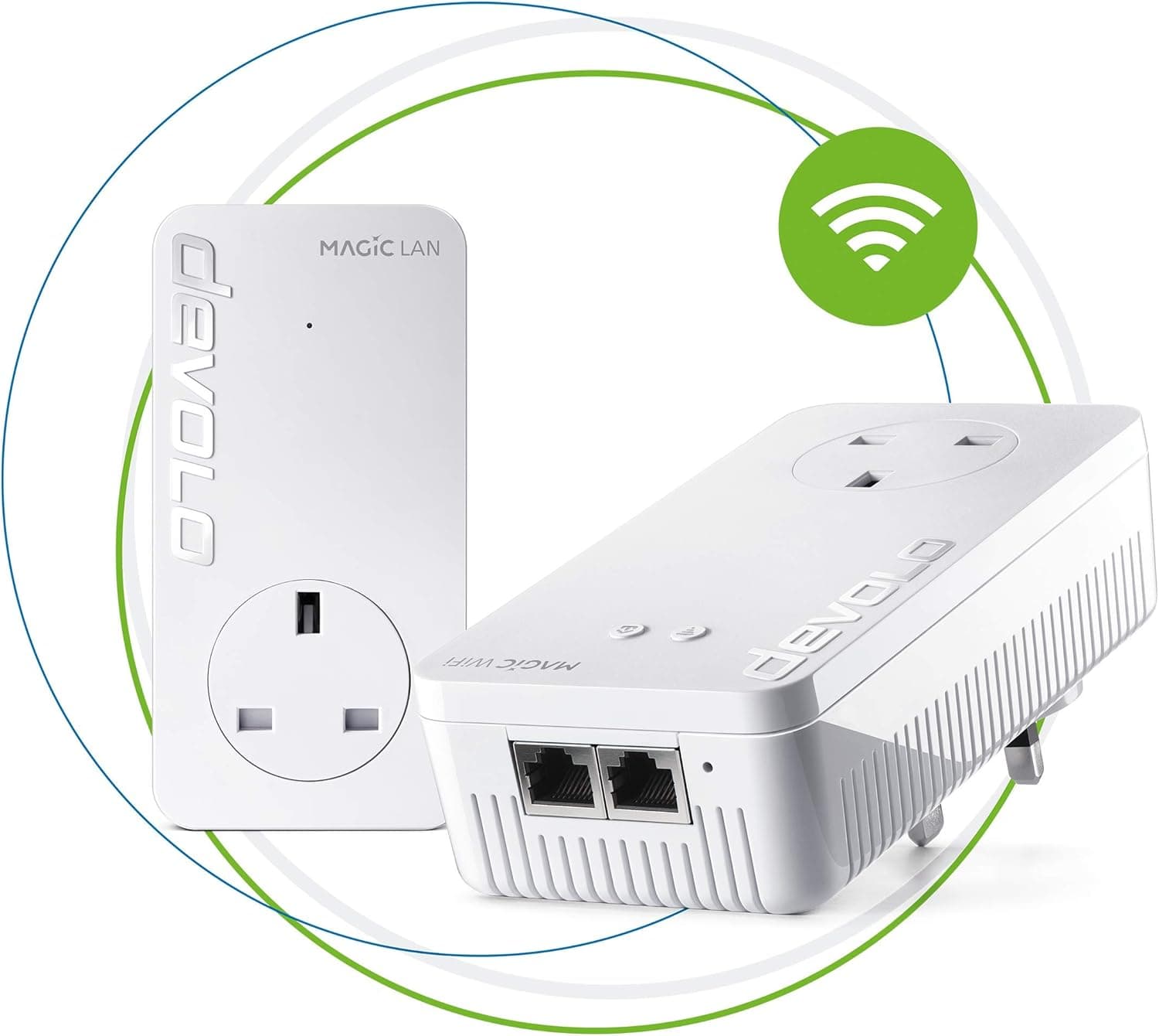 devolo Magic 1-1200 Wi-Fi 5 Starter Kit: Trabalho doméstico estável, alto desempenho (rede Wi-Fi, até 1200 Mbps via Powerline, Wi-Fi 5, Wi-Fi em qualquer lugar, ponto de acesso, 2 unidades Portas