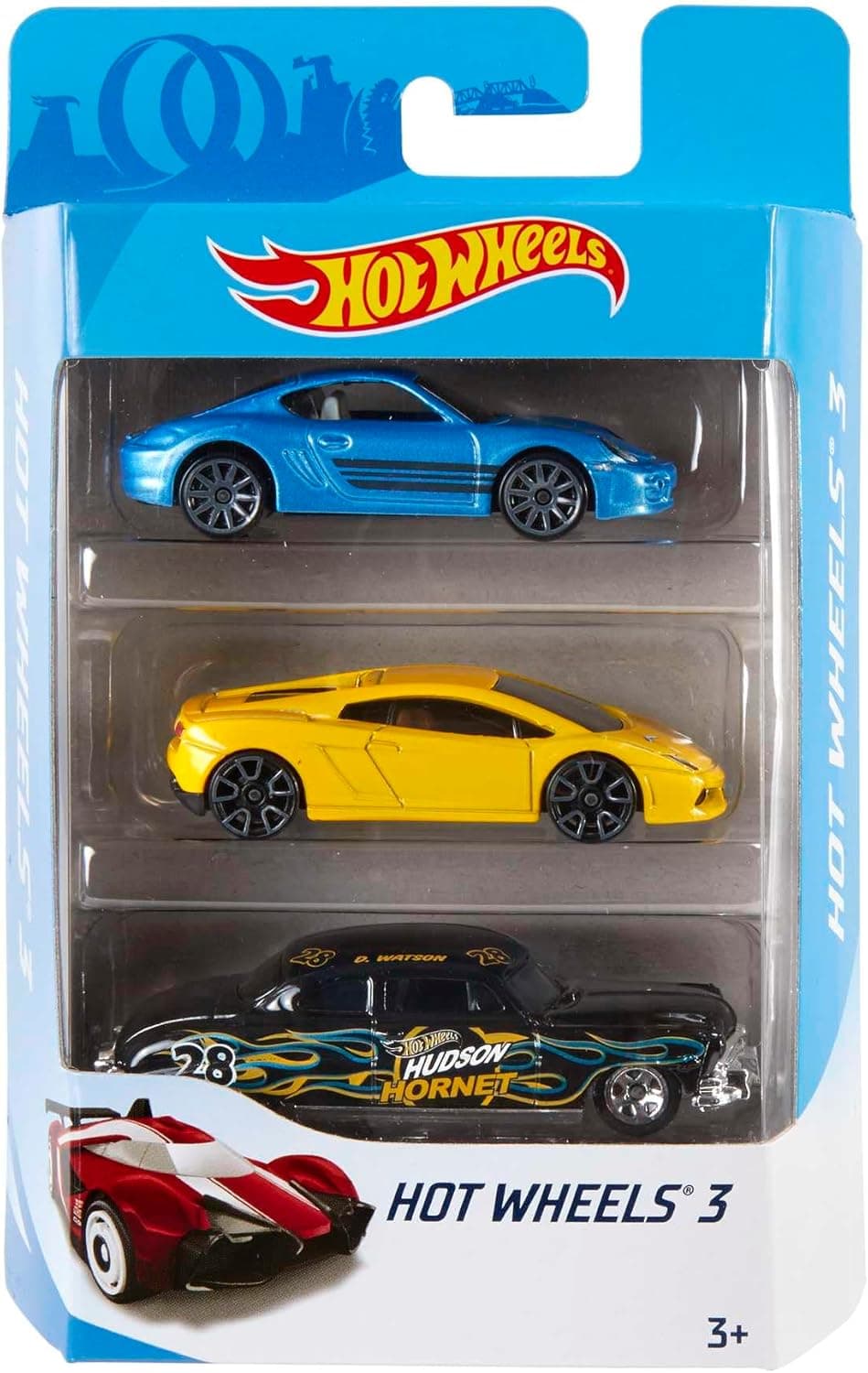 Hot Wheels Conjunto de 3 veículos, carros de brinquedo (modelos sortidos) (Mattel K590)