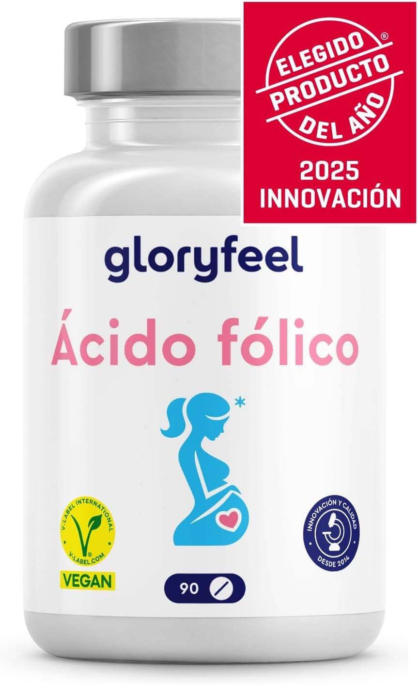 Ácido fólico 400 µg, para o tecido materno e o sistema imunitário, desenhado para 1 trimestre (3 meses), vitamina B9 em altas doses, biodisponibilidade ideal, vegano