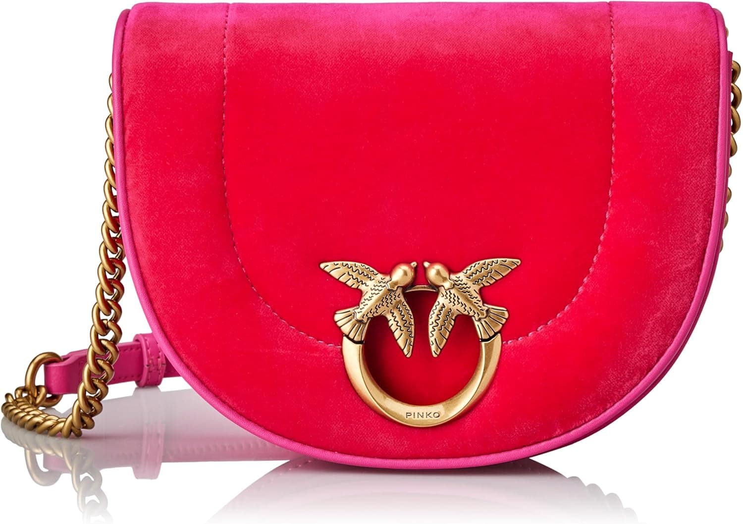 Pinko Round Click Mini veludo liso, bolsa para mulher