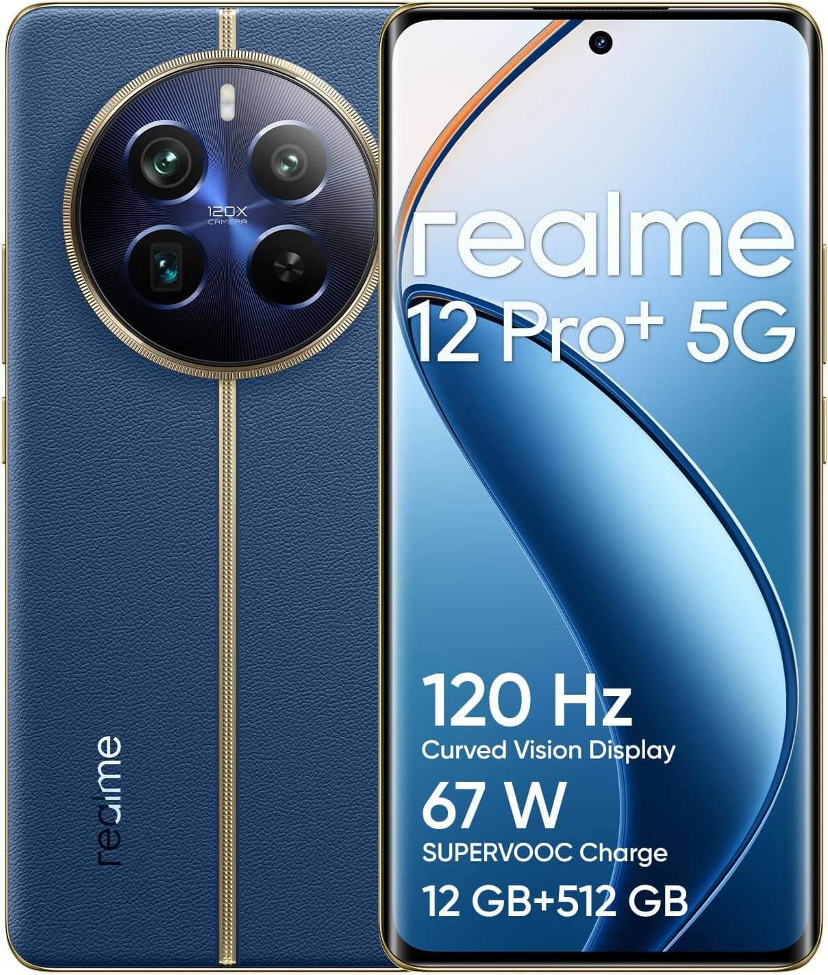 realme Teléfono Móvil 12 Pro+ 5G 12 + 512GB, Cámara periscopio para Retratos, Sony IMX890 con OIS, Procesador Snapdragon® 7s de 2ª generación 5G, Pantalla de visión Curva de 120Hz, Submarine Blue 12+512 GB 12 Pro+ Azul (Submarine Blue)