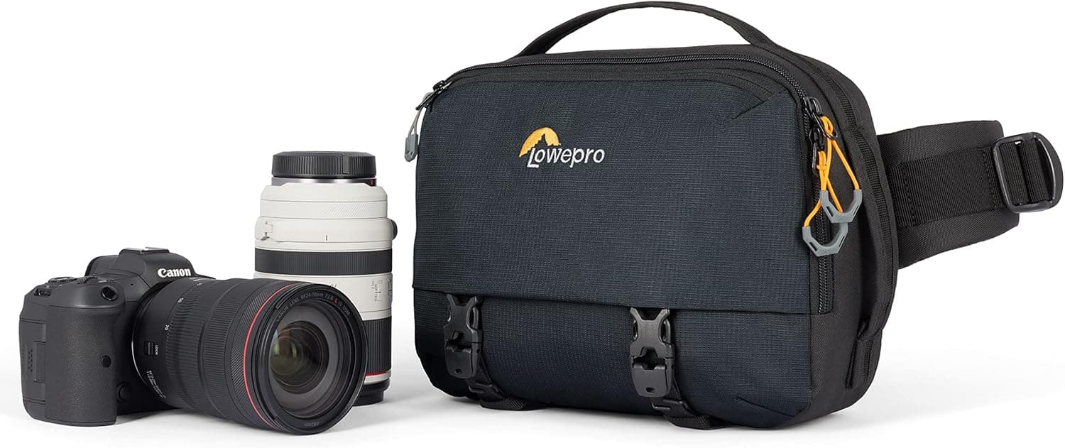 Lowepro Trekker Lite SLX 120 - Fabricado com tecido reciclado e tecido tingido em solução, para câmaras sem espelho com alvo acoplado, fixação para tripé, suporte de garrafa de água, preto