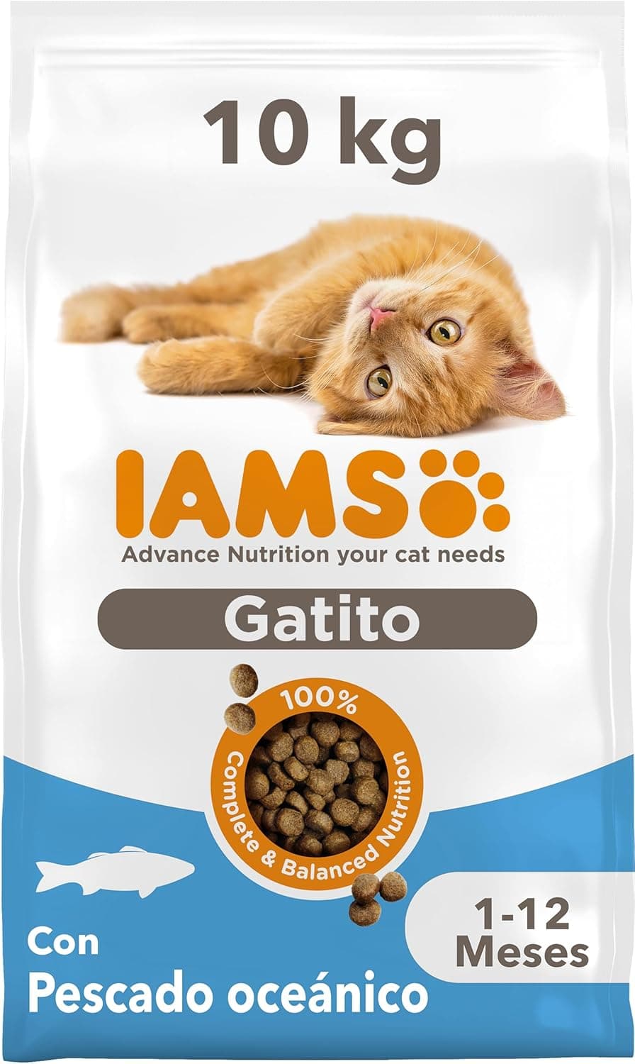 IAMS Alimento seco para gatinhos de 1-12 meses com peixe oceânico, 10 kg
