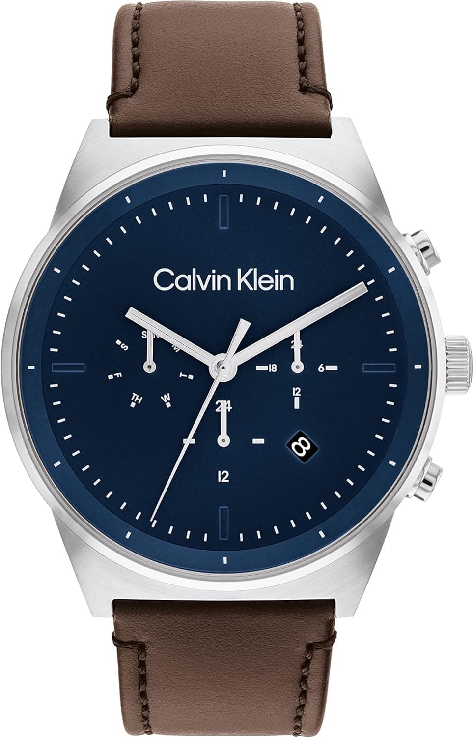 Calvin Klein Relógio analógico de quartzo multifuncional para homem com correia em aço inoxidável