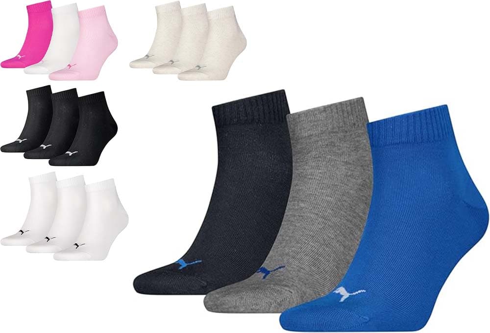 PUMA Quarter Plain | Pack de 3 pares de meias desportivas unissexo