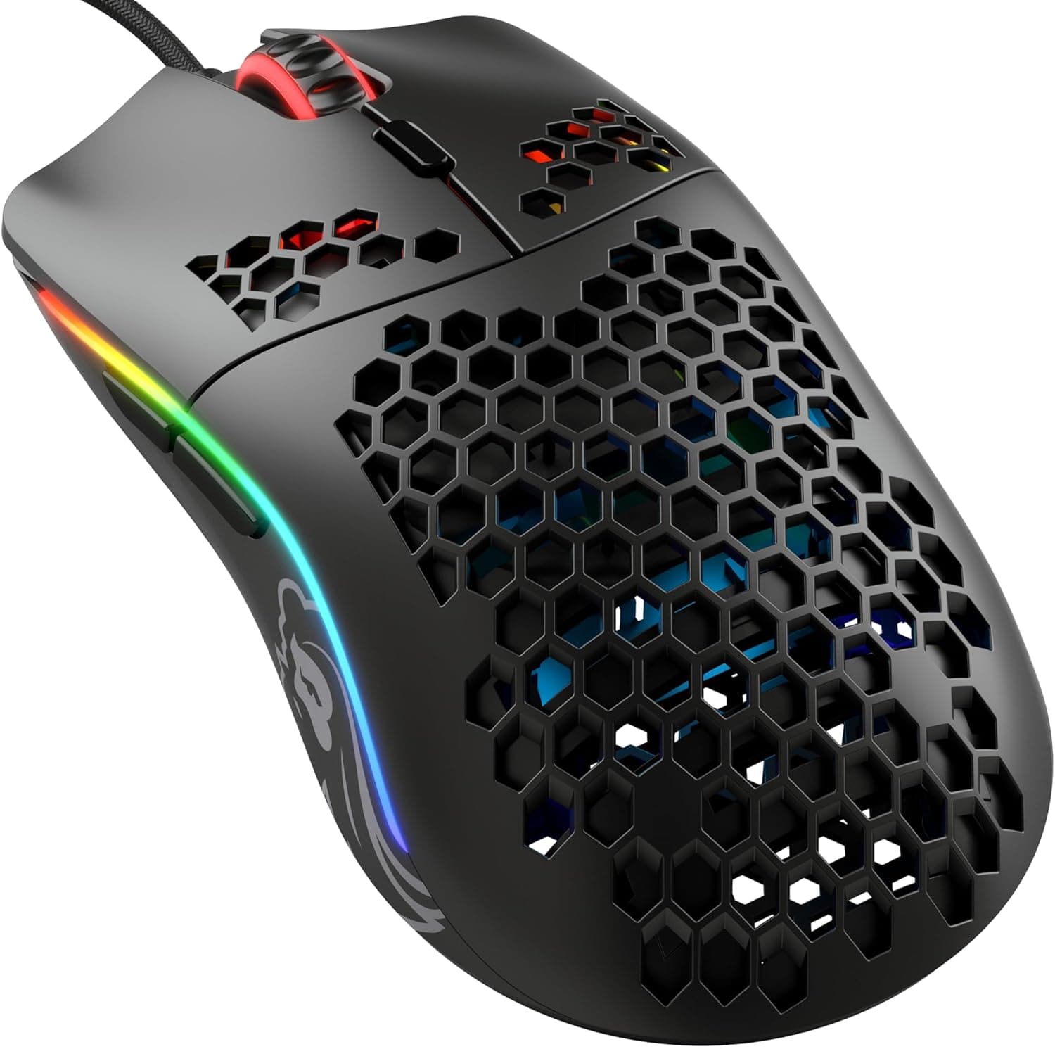 Glorious Model O- | Rato gaming com fio ultraleve de 58 g, design colmeia, RGB, sensor Pixart 3360, ambidestro e switches Omron – preto mate