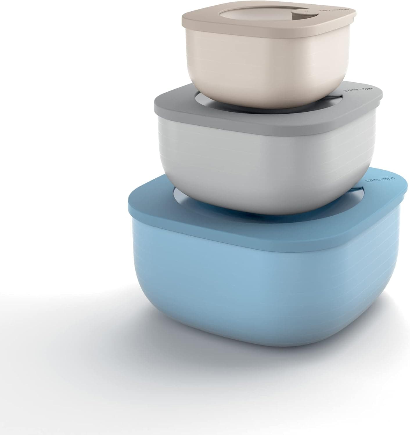Guzzini - Kitchen Active Design, STORE&MORE Set 3 recipientes térmicos baixos para frigorífico/congelador/micro-ondas, multicoloridos, 19,5 x 19,5 x h9,3 cm | 450/975/1900 cc - 17070752