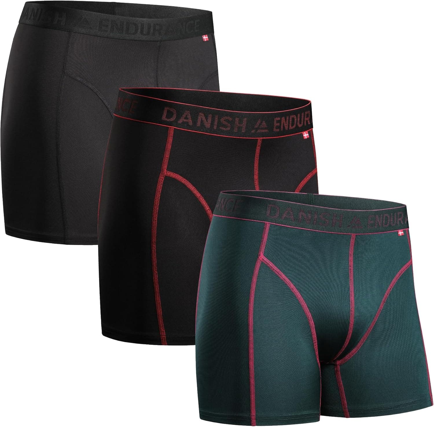 DANISH ENDURANCE Cuecas desportivas homem boxer, justas e respiráveis, conjunto de 3 - roupa desportiva para homem, roupa interior