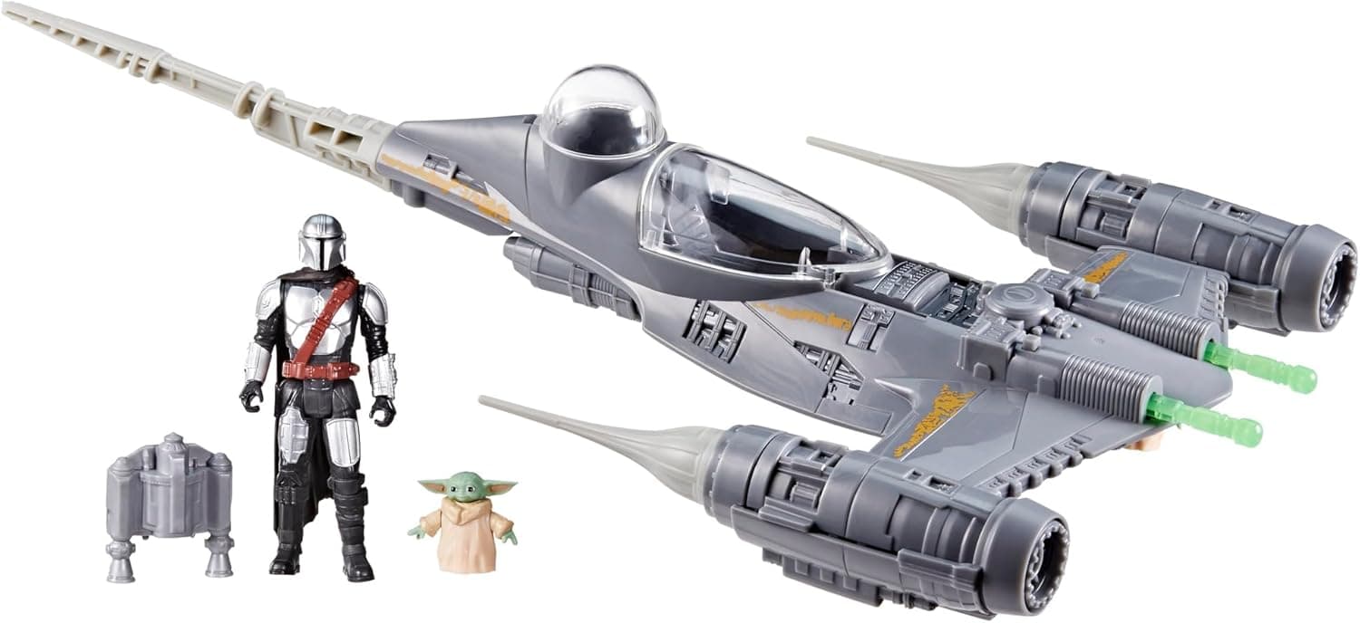 Star Wars Epic Hero Series N-1 Starfighter | Nave de combate com figuras do Mandaloriano e Grogu (Baby Yoda), ideal para recriações e aventuras galácticas