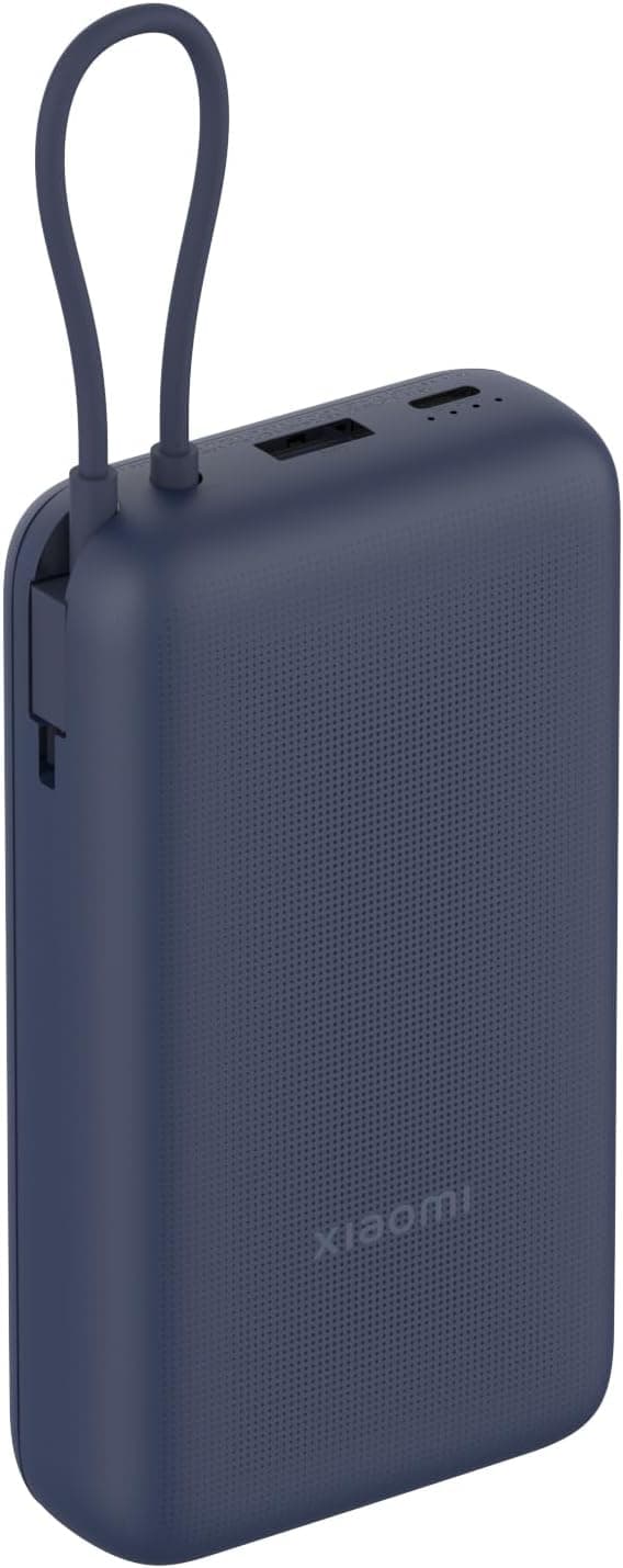 Xiaomi Power Bank de 33 W 20000 mAh, Power Bank com carregamento rápido de 33 W, no máximo 3 portas de saída, cabo integrado, compatível com smartphones, tablets, auriculares Bluetooth, azul