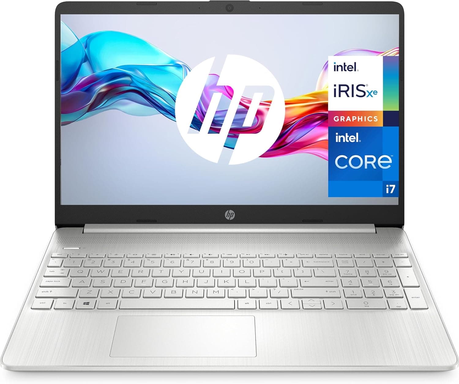 HP 15s-fq5100ns Computador portátil Full HD de 15,6" (Intel Core i7-1255U, 16 GB RAM, 512 GB SSD, Intel Iris Xe Graphics, sem sistema operativo) prateado, teclado QWERTY espanhol
