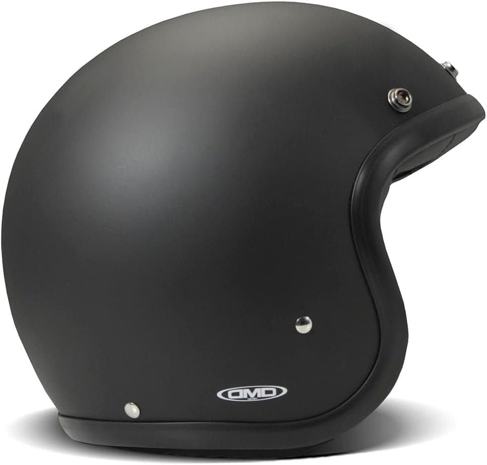 DMD Capacete de mota retro mate preto aberto ECE22.06