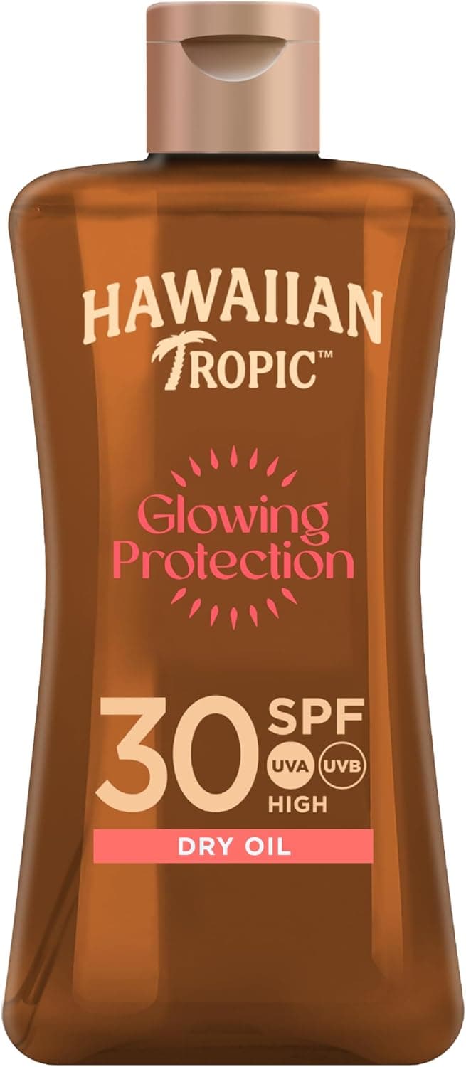 Hawaiian Tropic Tripack Viagem Travel Size proteção solar: Óleo Glowing Protection SPF 30 (100 ml) loção Glowing Protection SPF 30 (100 ml) After Sun hidratante (60 ml), individual