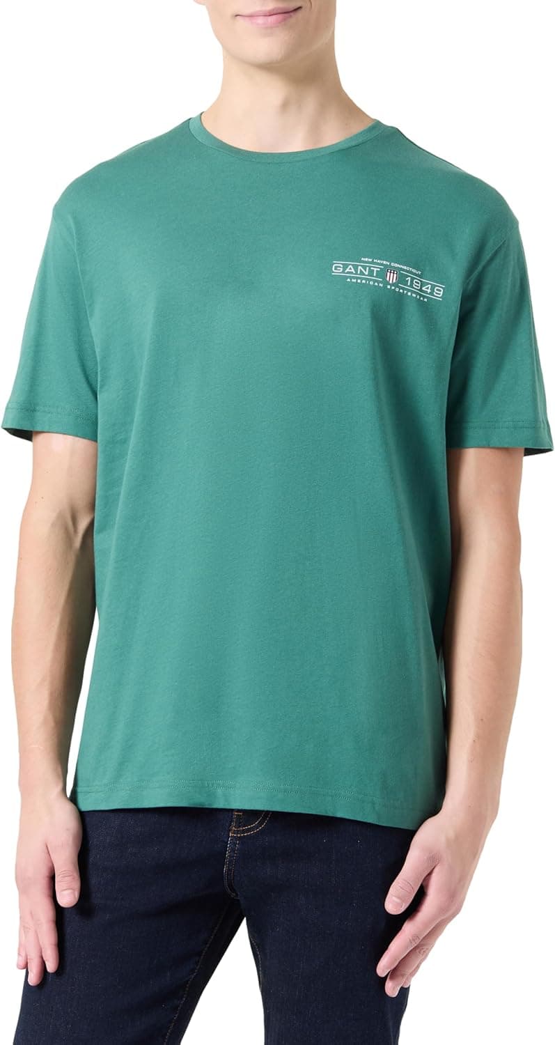 GANT SS Graphic | T-shirt verde em algodão para homem com estampado frontal e corte regular