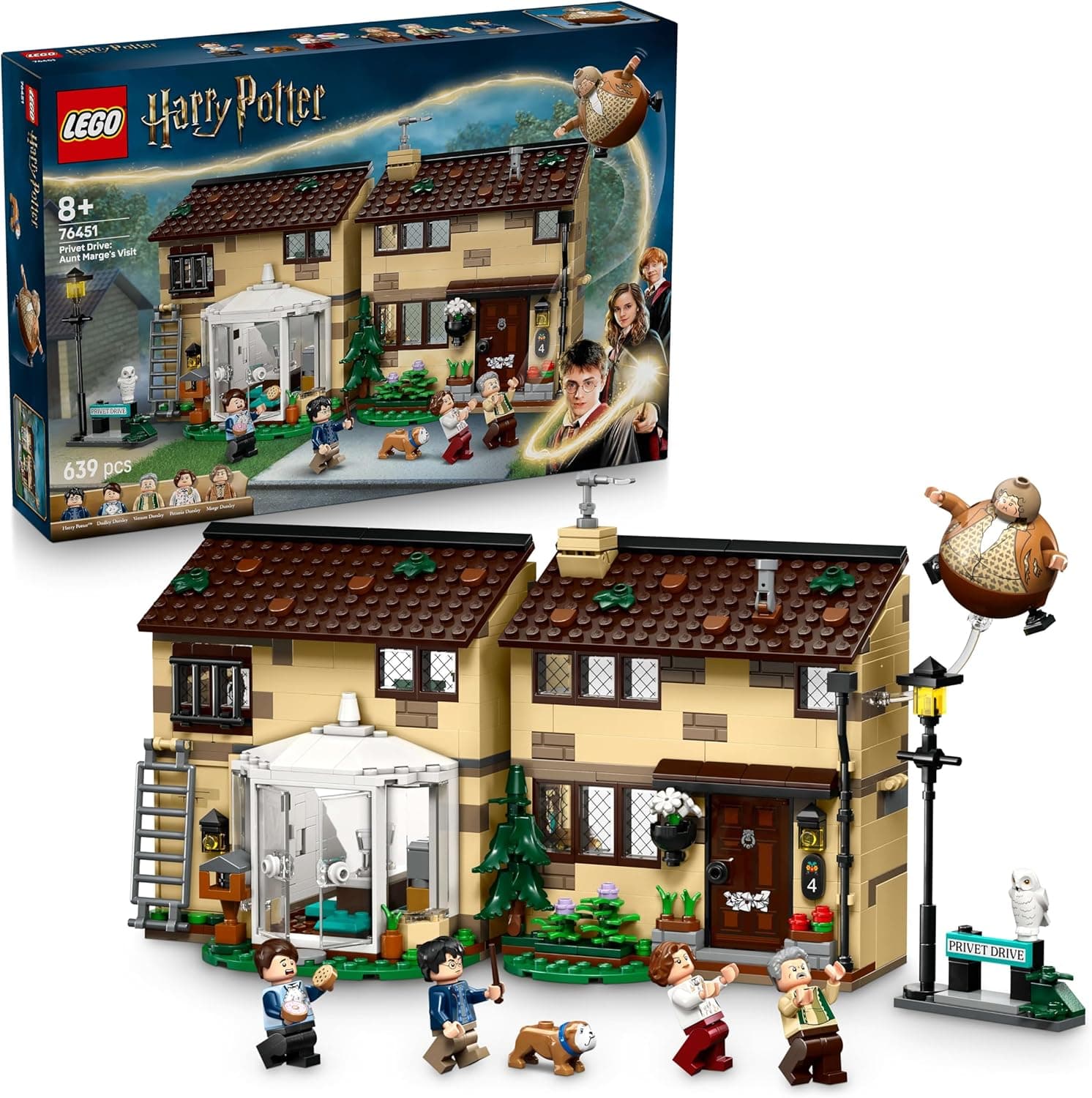 LEGO Harry Potter 76451 | Casa Privet Drive com 5 minifiguras e figura insuflável da tia Marge para crianças a partir dos 8 anos