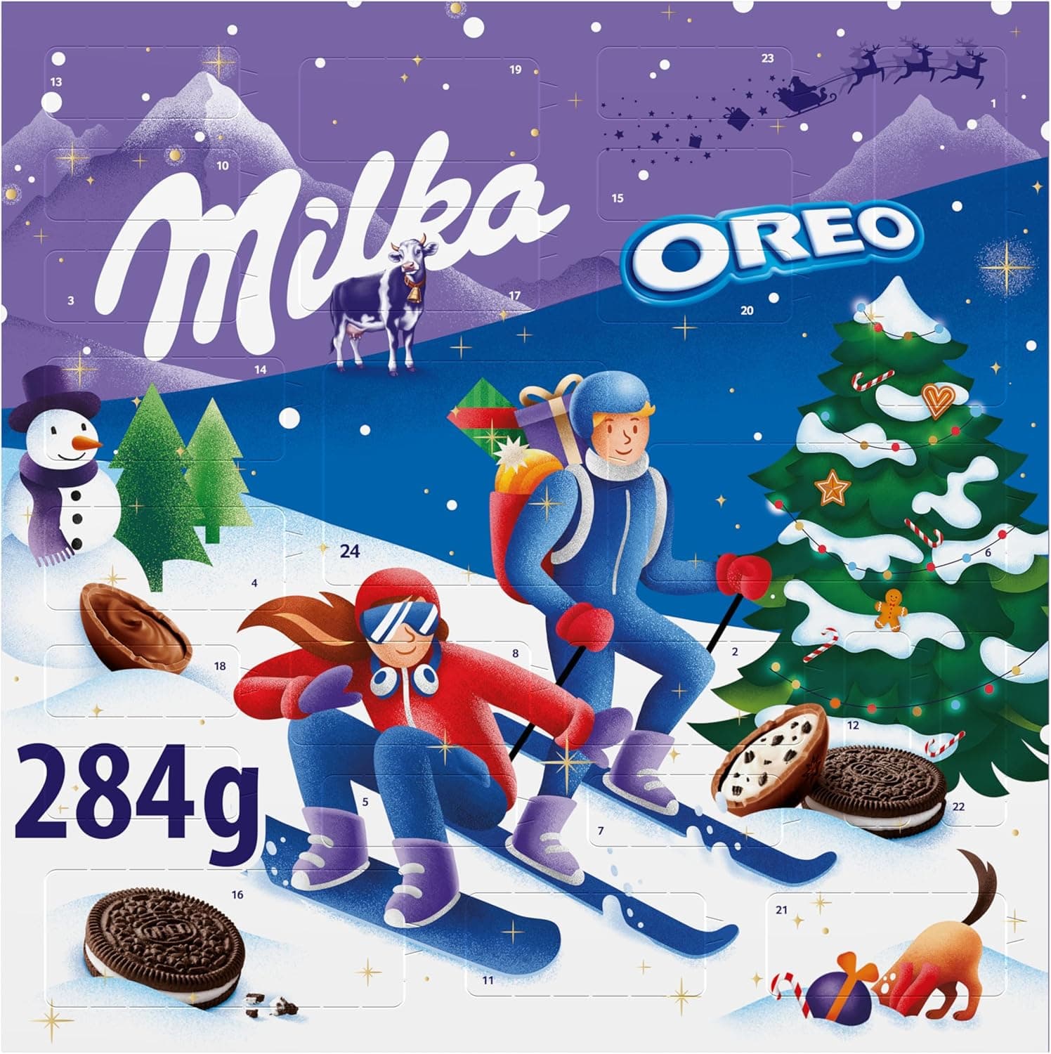 Milka e OREO, Calendário do Advento de Biscoitos de Chocolate ao Leite Alpino e Cacau, 284 g