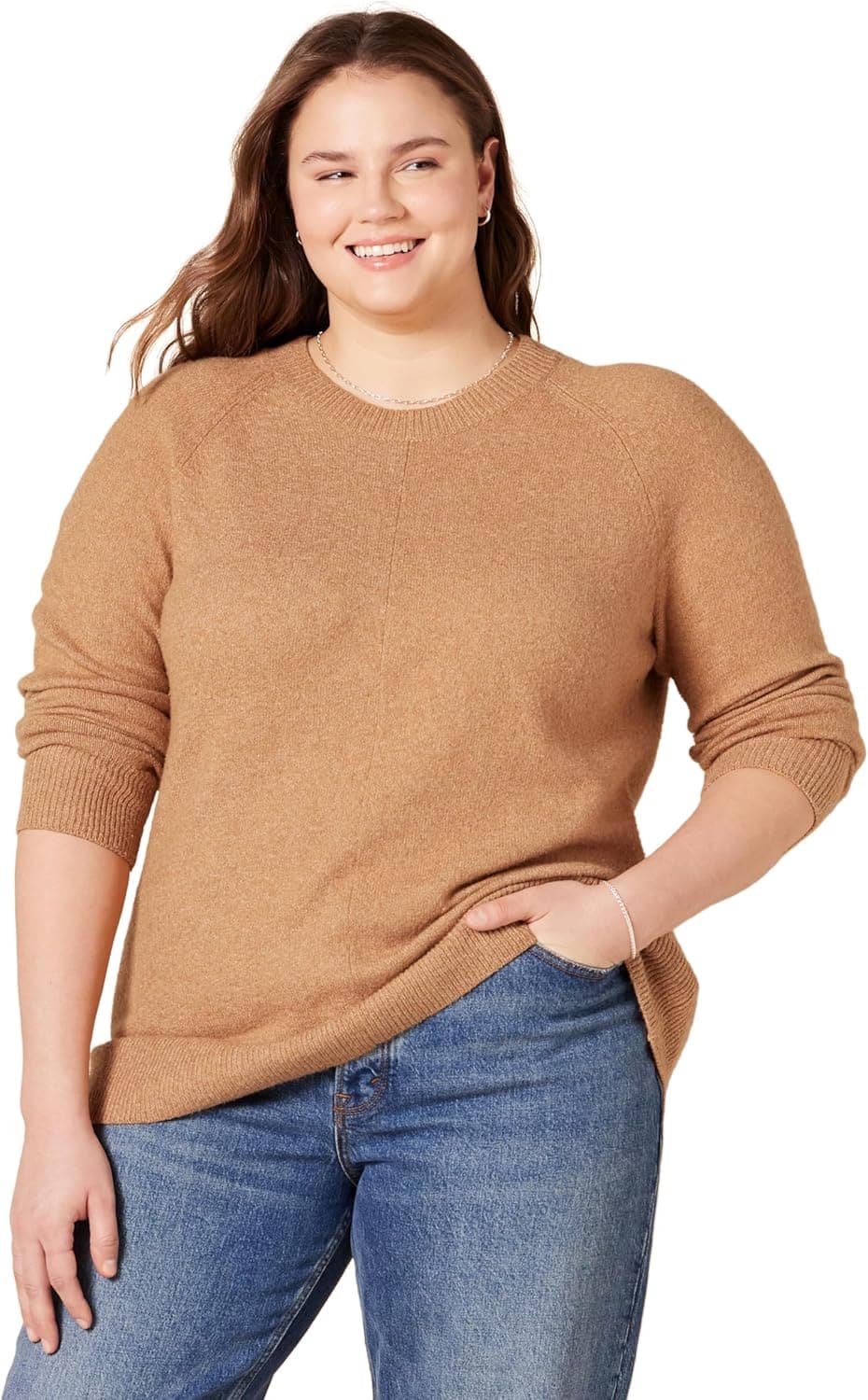Amazon Essentials Camisola de toque suave com decote redondo para mulher