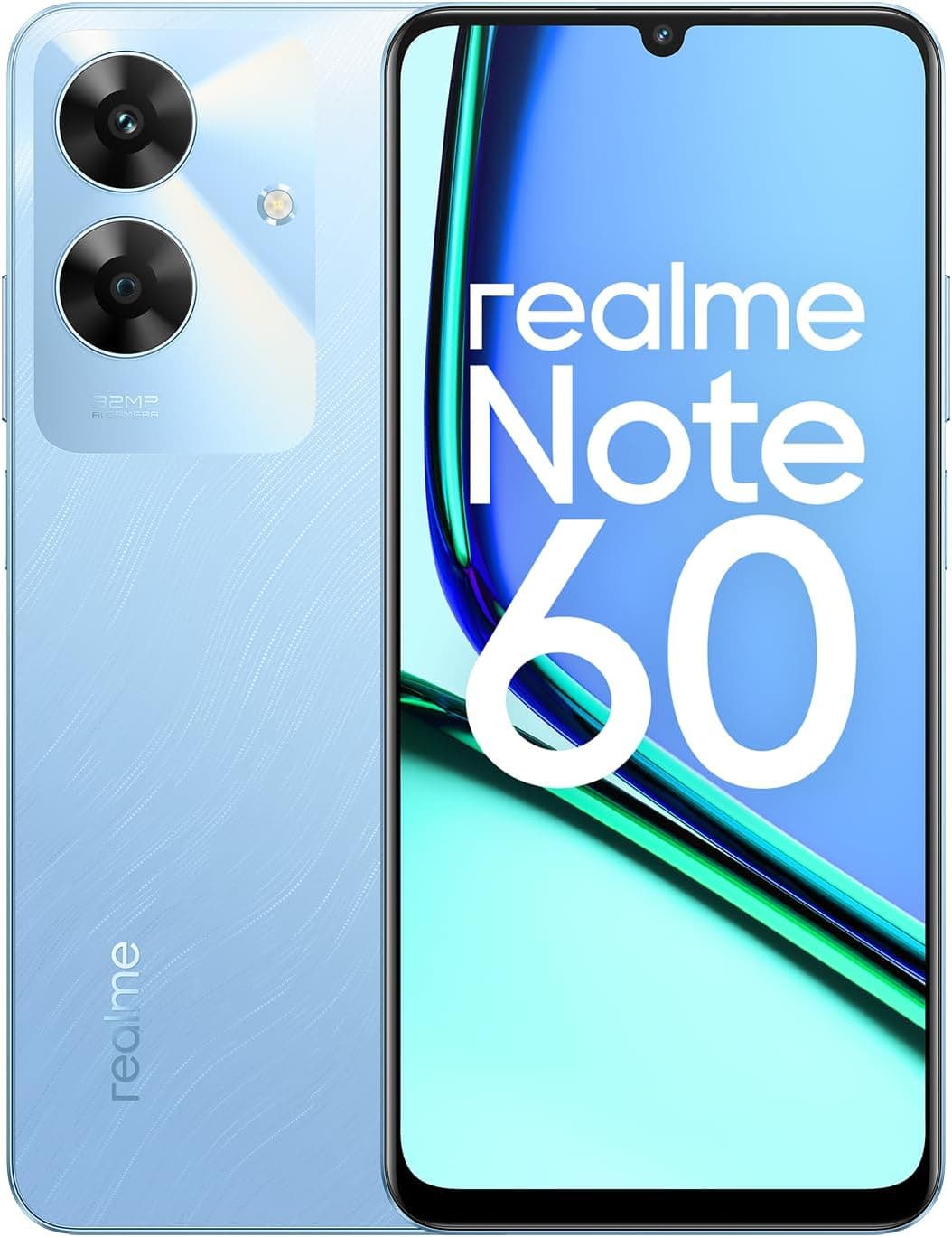 realme Telemóvel Note 60 4G 4+128GB, ecrã de 90 Hz, câmara super nítida de 32 MP, corpo ultrafino de 7,84 mm, grande bateria de 5000 mAh, azul