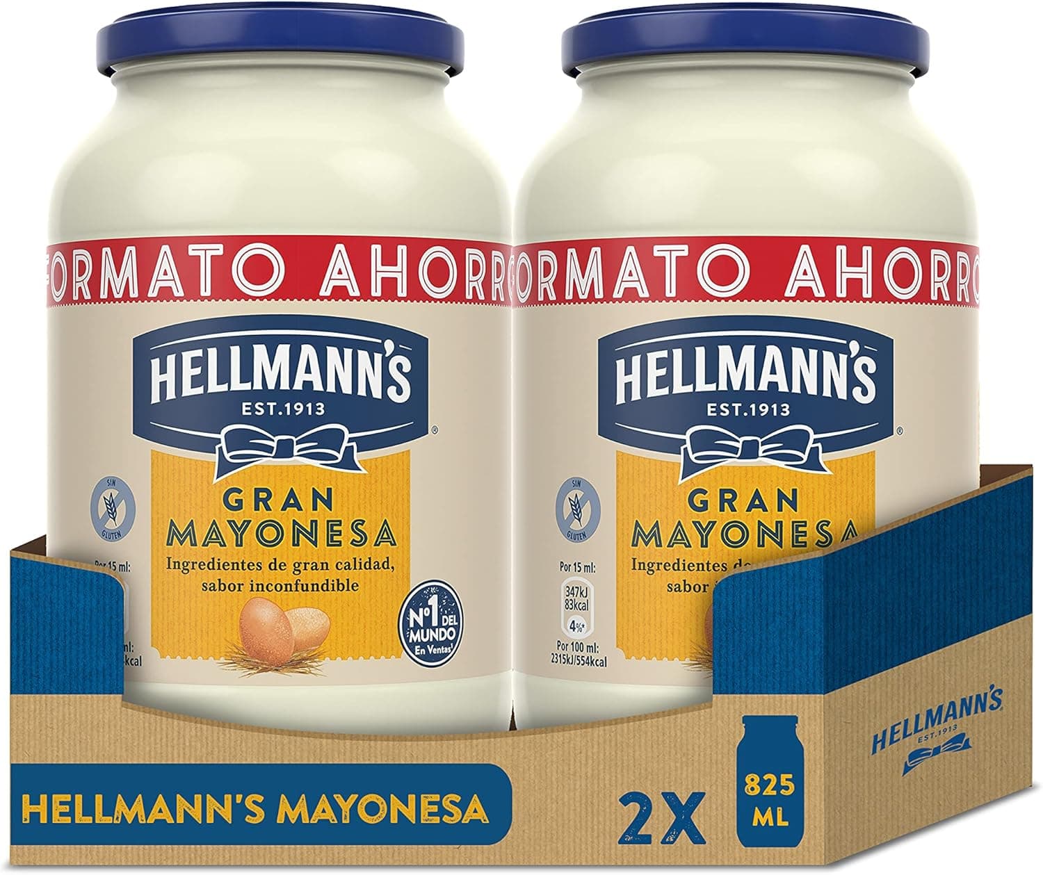 Hellmann's Frasco de maionese grande 825 ml x 2